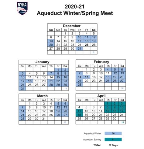 Belmont At Aqueduct Calendar 